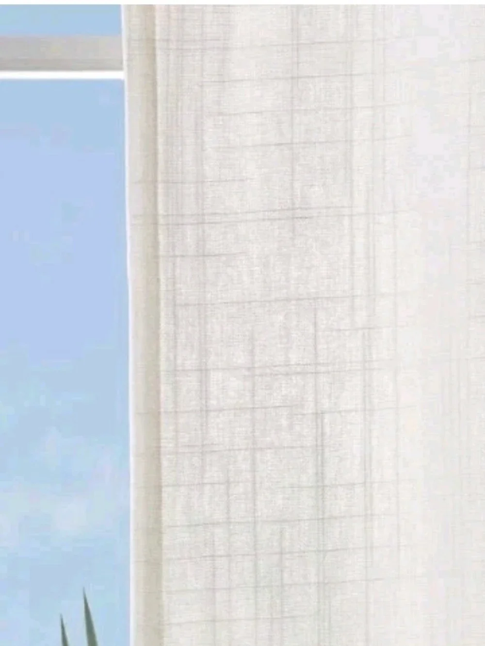 Ikea Ritva Light Filtering Long Curtain White Textured Grid 2 Pc 57